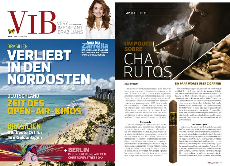 Matéria sobre Charutos na revista VIB da Alemanha.