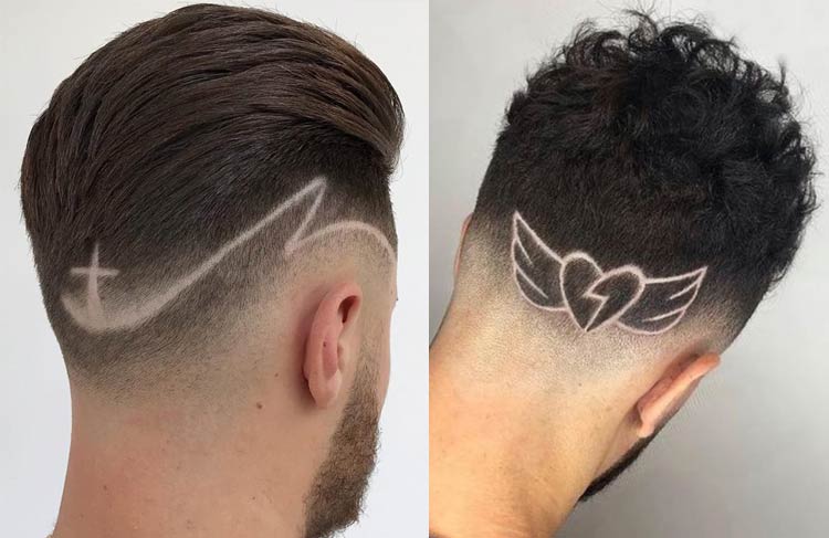 corte de cabelo masculino com desenho de estrela