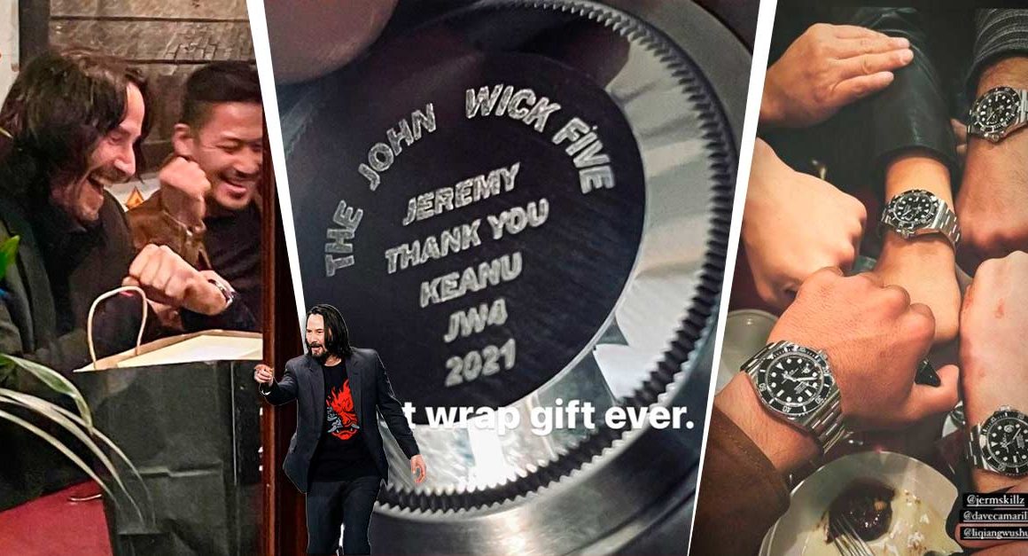 Keanu Reeves presenteia seus 4 dublês de ‘John Wick 4’ com um Rolex!